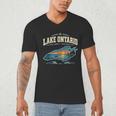 Lakes Lake Ontario Fishing Canoe Lighthouse Outdoor Men's V-Neck T-Shirt Lakes Lake Ontario Fishing Canoe Lighthouse Outdoor Men's V-Neck T-Shirt