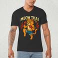 Meow Thai Muay Thai Cat Fighter Pun Dad Joke Men's V-Neck T-Shirt