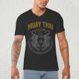 Muay Thai Art Twin Tigers Muay Thai Fighter MMA Martial Arts Men's V-Neck T-Shirt