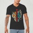 Muay Thai Thai Boxing Dragon Tiger Men's V-Neck T-Shirt Muay Thai Thai Boxing Dragon Tiger Men's V-Neck T-Shirt