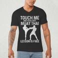 Muay Thai Boxing Kickboxing Your First Lesson Is Free Men's V-Neck T-Shirt