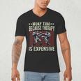 Muay Thai Fighter For Men Dad Boys Thai Kickboxing Fighting Men's V-Neck T-Shirt