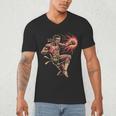 Muay Thai Fighter Southpaw Stance Minimal Silhouette Clean Men's V-Neck T-Shirt Muay Thai Fighter Southpaw Stance Minimal Silhouette Clean Men's V-Neck T-Shirt