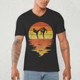 Muay Thai Shirt Retro Sunset 70s Vintage Muay Thai Men's V-Neck T-Shirt