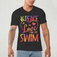 Peace Love Swim Swimming Tie Dye Swimmer Swimming Swim Team Men's V-Neck T-Shirt