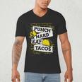 Punch Hard Eat Tacos Professional Boxer Muay Thai Boxing Men's V-Neck T-Shirt