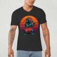 Retro Dog With Gloves Muay Thai Fighter Men's V-Neck T-Shirt