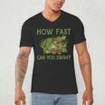 Swimmer Crocodile Swimming Humor How Fast You Can Swim Men's V-Neck T-Shirt Swimmer Crocodile Swimming Humor How Fast You Can Swim Men's V-Neck T-Shirt