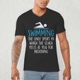 Swimming Coach Yells Breathing Swimmer Swim Team Men's V-Neck T-Shirt
