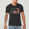 Swimming Swim Team Distressed American Flag USA Swimmer Men's V-Neck T-Shirt