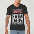Swimming Swimmer DANGER Swim Dad Men's V-Neck T-Shirt Swimming Swimmer DANGER Swim Dad Men's V-Neck T-Shirt