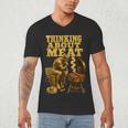 Thinking About Meat BBQ Dad Humor Men's V-Neck T-Shirt