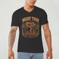 Vintage Muay Thai Thai Boxing Nak Muay Fighter Art Men's V-Neck T-Shirt