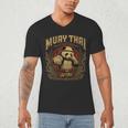 Vintage Muay Thai Gym Thai Boxing Training Fighter Panda Men's V-Neck T-Shirt