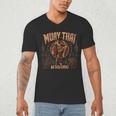 Vintage Muay Thai Wai Kru Thai Boxing Ritual Art Men's V-Neck T-Shirt