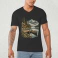 Women's Lakeside Canoe Cabin Escape Scene Men's V-Neck T-Shirt