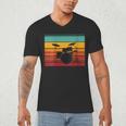 Women's Retro Drum Kit Silhouette With Color Stripes Men's V-Neck T-Shirt Women's Retro Drum Kit Silhouette With Color Stripes Men's V-Neck T-Shirt