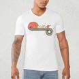 Canoe Retro Vintage Sunset Rainbow Raglan Baseball Tee Men's V-Neck T-Shirt