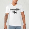 Canoe Silhouette Forest Lake Reflection Men's V-Neck T-Shirt Canoe Silhouette Forest Lake Reflection Men's V-Neck T-Shirt