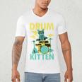 Cute Drummer Cat Drum Kitten Men's V-Neck T-Shirt