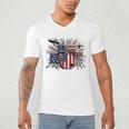 Drum Kit With American Flag Graphic For Musicians Men's V-Neck T-Shirt Drum Kit With American Flag Graphic For Musicians Men's V-Neck T-Shirt