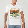 Drummer Better Timing Retro Vintage Sunset Drum Kit Graphic Raglan Baseball Tee Men's V-Neck T-Shirt