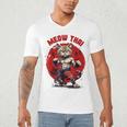 Meow Thai Funny Muay Thai And Cats Lover Men's V-Neck T-Shirt