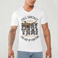 Muay Thai Fighter MMA Full Contact Retro Kickboxing Men's V-Neck T-Shirt