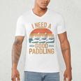 I Need A Good Paddling Retro Sunset Canoe Raglan Baseball Tee Men's V-Neck T-Shirt