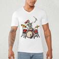 Skeleton Drummer Skull Drum Kit Halloween Raglan Baseball Tee Men's V-Neck T-Shirt Skeleton Drummer Skull Drum Kit Halloween Raglan Baseball Tee Men's V-Neck T-Shirt