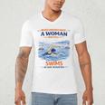 Swimming Never Underestimate A Woman Swim In Her Seventies Men's V-Neck T-Shirt Swimming Never Underestimate A Woman Swim In Her Seventies Men's V-Neck T-Shirt
