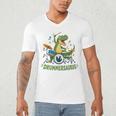 T-Rex Drumming With Drum Kit And Musical Notes Men's V-Neck T-Shirt T-Rex Drumming With Drum Kit And Musical Notes Men's V-Neck T-Shirt