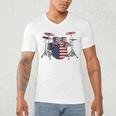 USA Patriotic Drum Kit American Flag Drum Set Men's V-Neck T-Shirt