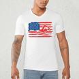 Vintage American Flag Swim Team Swimmer Funny Swimming Gift Men's V-Neck T-Shirt