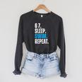 67 Sleep Swim Repeat Swimming Swimmer 67 Meme Raglan Sleeve Sweatshirt Dark Grey Heather