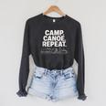 Camp Canoe Repeat Outdoor Adventure Raglan Sleeve Sweatshirt Dark Grey Heather
