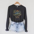 Canoe And Lake Camping Paddle Camp Raglan Sleeve Sweatshirt Dark Grey Heather