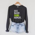 Eat Sleep Swim Repeat Swimming Swimmer Cool Raglan Sleeve Sweatshirt Dark Grey Heather Eat Sleep Swim Repeat Swimming Swimmer Cool Raglan Sleeve Sweatshirt Dark Grey Heather