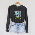 Floating The River Killing My Liver Canoe Kayak Trip Raglan Sleeve Sweatshirt Dark Grey Heather