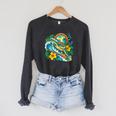 Green Sea Turtle Surfs Past a Canoe Paddle Sleeveless Raglan Sleeve Sweatshirt Dark Grey Heather
