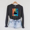 Kayaking Kayak Retro Art Canoe Raglan Baseball Tee Raglan Sleeve Sweatshirt Dark Grey Heather
