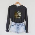 Lakeside Canoe Cabin Escape Scene Raglan Baseball Tee Raglan Sleeve Sweatshirt Dark Grey Heather