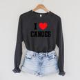 I Love Canoes Raglan Sleeve Sweatshirt Dark Grey Heather