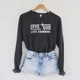 Love God Love Swimming Swim With Jesus For Christian Athlete Raglan Sleeve Sweatshirt Dark Grey Heather Love God Love Swimming Swim With Jesus For Christian Athlete Raglan Sleeve Sweatshirt Dark Grey Heather
