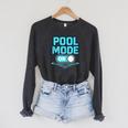 Pool Mode On Summer Swimming Vacation Raglan Sleeve Sweatshirt Dark Grey Heather