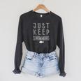 Pretty Fish Just Keep Swimming Raglan Sleeve Sweatshirt Dark Grey Heather Pretty Fish Just Keep Swimming Raglan Sleeve Sweatshirt Dark Grey Heather