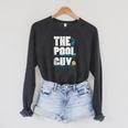 Summer Pool Guy Swimming Pool Boy Raglan Sleeve Sweatshirt Dark Grey Heather Summer Pool Guy Swimming Pool Boy Raglan Sleeve Sweatshirt Dark Grey Heather
