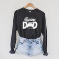 Swim Dad Proud Swimming Dad Of A Swimmer Dad Swim Father Raglan Sleeve Sweatshirt Dark Grey Heather