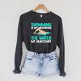Swim Swimmers Swimming Raglan Sleeve Sweatshirt Dark Grey Heather