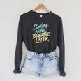 Swimmer Saying Swim Team Swimming Raglan Sleeve Sweatshirt Dark Grey Heather